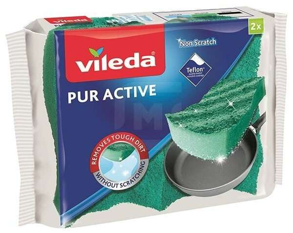 [Поволжье и ЦФО] Губка для посуды Vileda Пур-актив (2 шт. в упаковке)