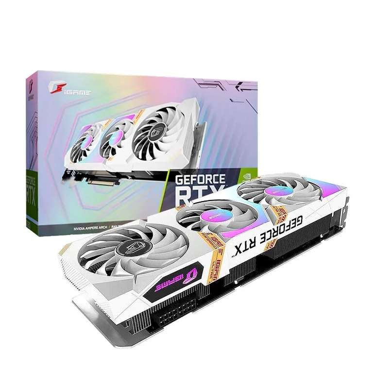 Видеокарта Colorful GeForce RTX 3060 12 ГБ (iGame GeForce RTX 3060 Ultra W OC LHR), LHR при наличии подписки Premium