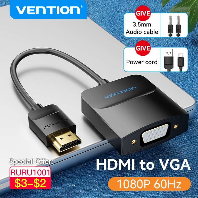 Адаптер Vention HDMI-VGA 1080P