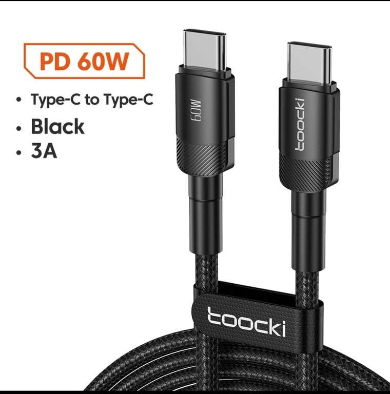 Провод Toocki USB - usb c 0.5м, 60 w