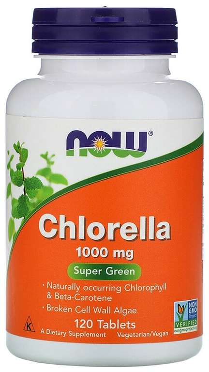 Таблетки NOW Chlorella 210 г, 1000 мг, 120 шт.