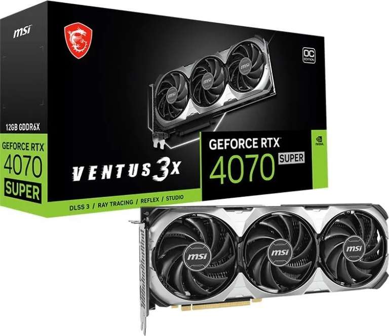 [МСК] Видеокарта MSI GeForce RTX 4070 SUPER RTX 4070 SUPER 12G VENTUS 3X OC 12 ГБ (RTX 4070 SUPER 12G VENTUS 3X O), с Озон картой