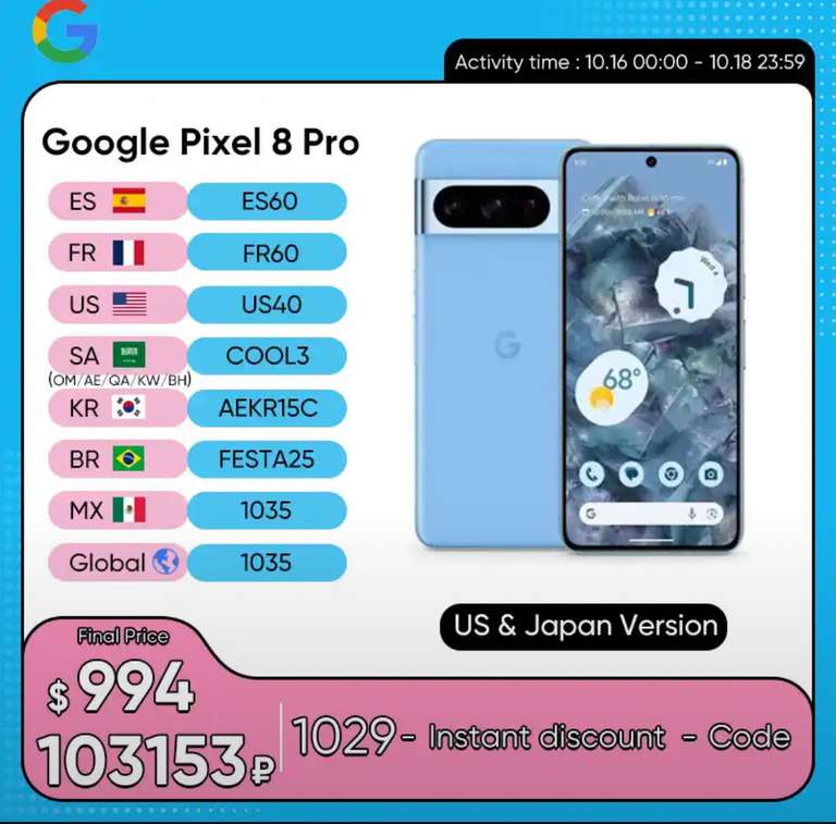 Смартфон Google Pixel 8 Pro, 12+128Гб
