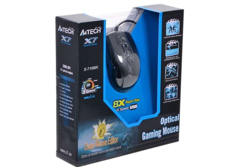 Мышь A4TECH X-710MK, игровая, оптическая, проводная, USB