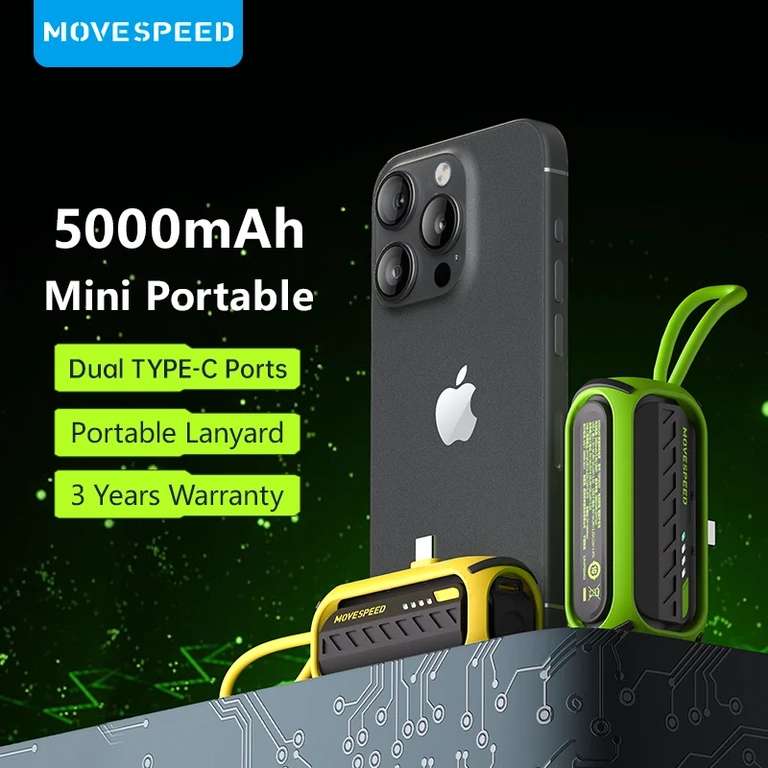 Портативный внешний аккумулятор MOVESPEED Mini, 5000 мАч, 22.5 Вт
