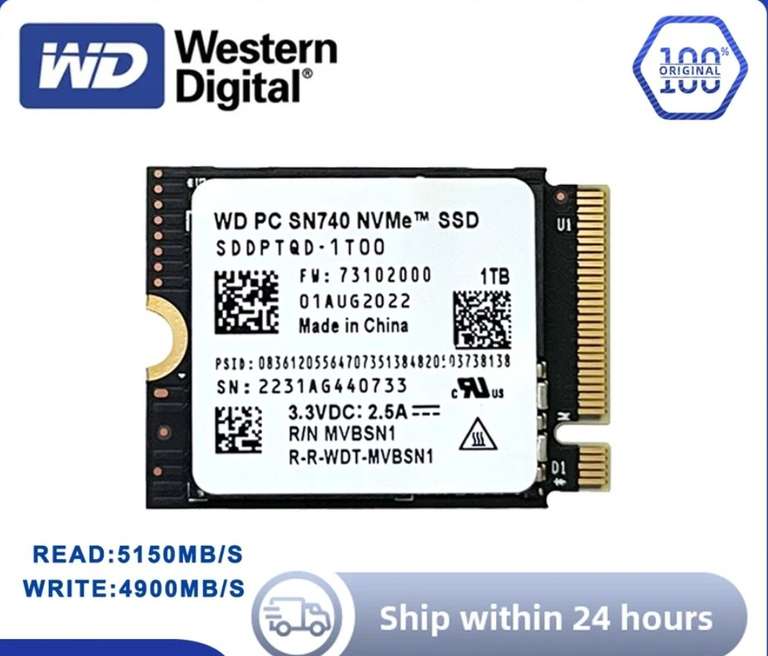 SSD WD Western Digital sn740 2230(steam deck, surface pro, etc.) 1TB