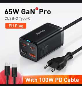 Зарядное устройство Baseus 65W GaN3 Pro + кабель Type-C 100W PD