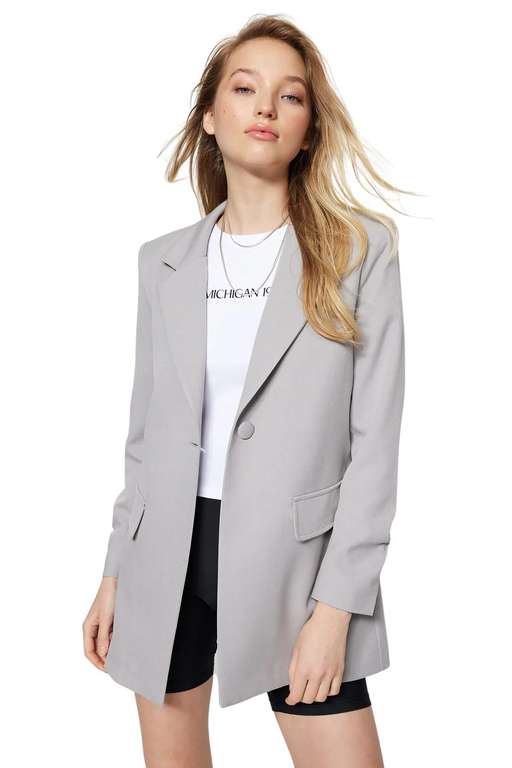Женский деловой пиджак с длинным рукавом Trendyol серый (европейские рр. 36, 40)