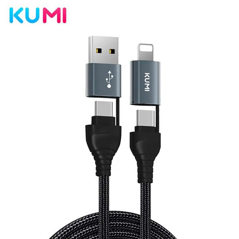 Кабель 4-в-1 KUMI L4/2A, USB Type-C, Lightning