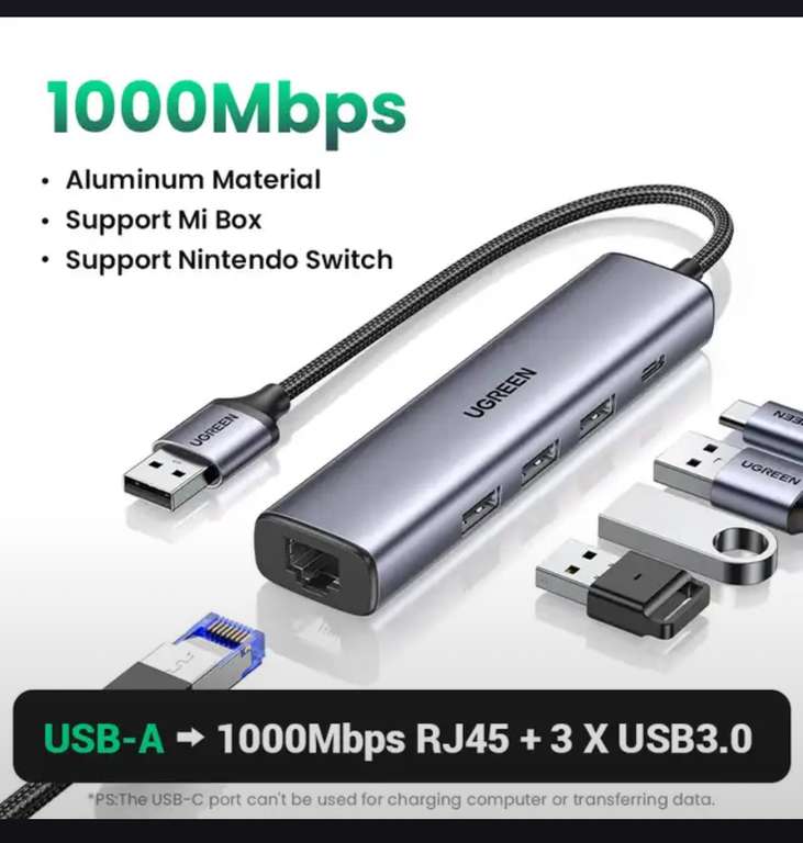 USB хаб Ugreen, 1000 мб/с