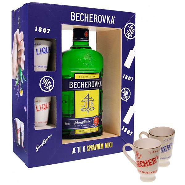 Ликер "Becherovka", 0.7 л + 2 чашки