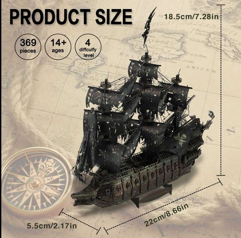 Модель корабля Летучий Голландец (металл )