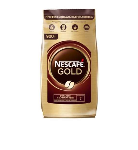 Кофе Nescafe Gold растворимый с добавлением натурального жареного молотого кофе, 900г