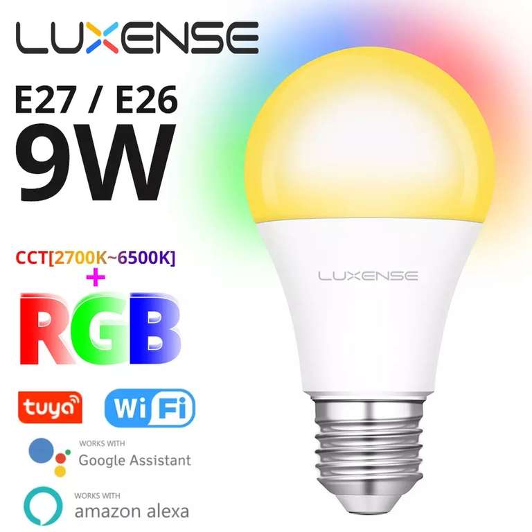 Умная многоцветная лампочка Luxense 9Вт E26/27
