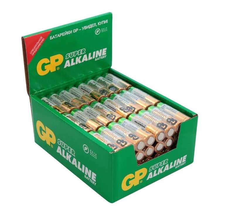 Батарейка алкалиновая GP Batteries "Super Alkaline", тип АА, 96 шт (цена с озон-картой)