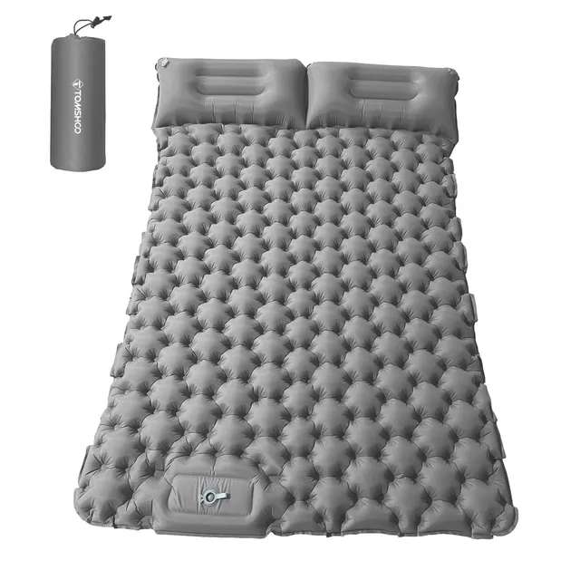 Надувной двухспальный походный коврик-матрас со встроенным насосом Tomshoo (разные цвета)