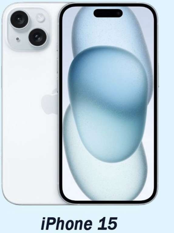Смартфон Apple iPhone 15 (SIM1+SIM2) 6/128 ГБ, голубой (из-за рубежа)