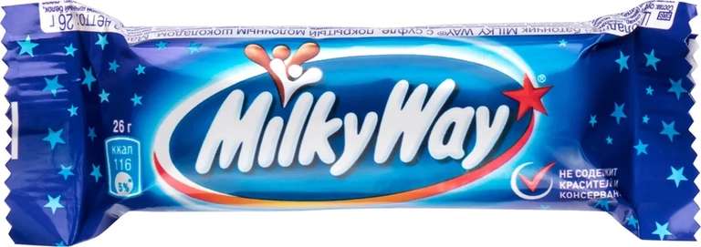 Шоколадный батончик Milky Way, 26 г / Нуга, молочный шоколад