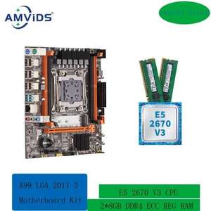 Комплект AMViDS X99 LGA 2011-3, E5 2670 V3, 16 GB (+ ссылка на комплект с V4 в описании) (доставка из-за рубежа, цена по озон-карте)