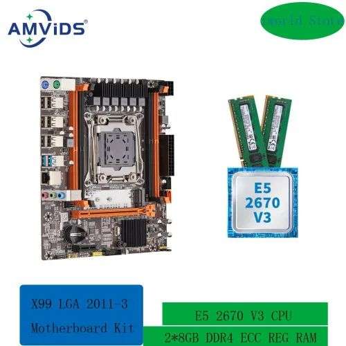 Комплект AMViDS X99 LGA 2011-3, E5 2670 V3, 16 GB (+ ссылка на комплект с V4 в описании) (доставка из-за рубежа, цена по озон-карте)