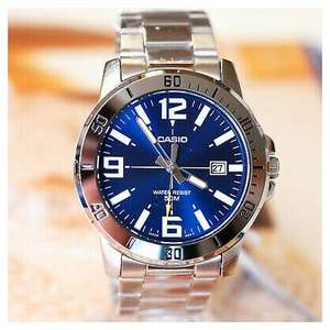 Наручные часы CASIO Collection MTP-VD01D-2B, серебряный, синий (цена с Я.Картой/Альфой)
