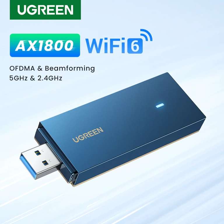 WiFi адаптер AX1800 UGREEN 5GHz и 2,4GHz двухдиапазонный