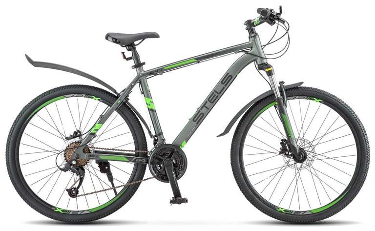 Велосипед STELS Navigator 640 D 26" V010 рама 17" Антрацитовый/зелёный (собран и настроен)