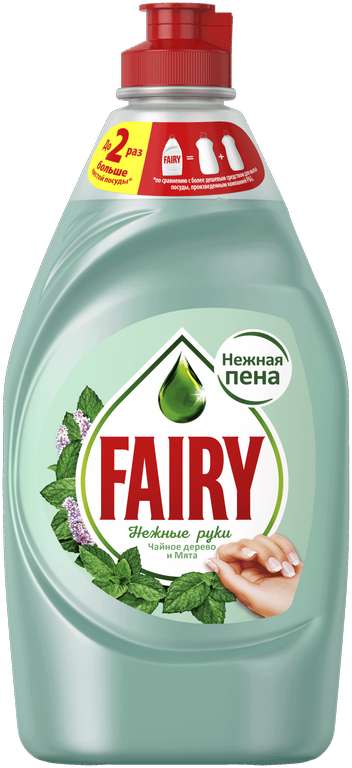 Средство для мытья посуды Fairy Нежные руки, Чайное Дерево и Мята, 0.5 кг (не везде)