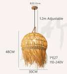Подвесной светильник из натурального ротанга с бамбуковыми кисточками