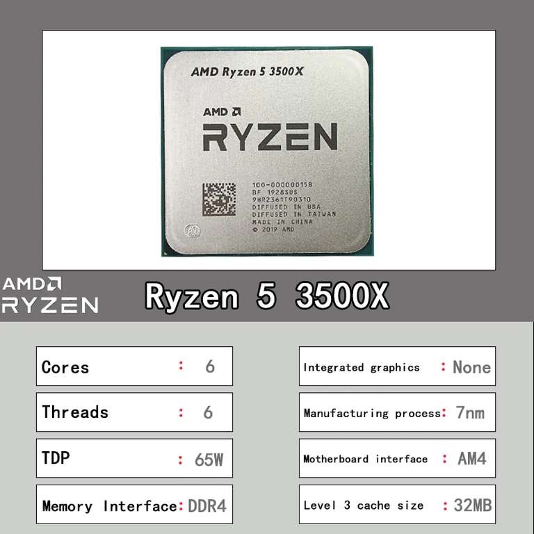 Процессор AMD Ryzen 5 3500X (6/6, 3.6 Гц)