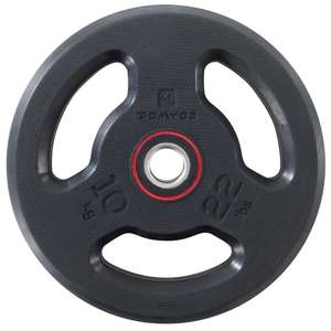 Обрезиненный диск для силовых упражнений с рукоятками 28 мм, 10 кг