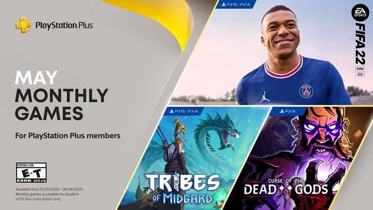 Бесплатные игры мая для подписчиков PlayStation Plus (FIFA 22, Curse of the Dead Gods, Tribes of Midgard)
