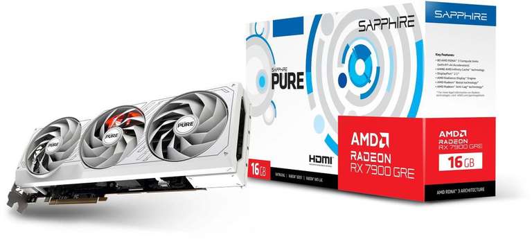 Видеокарта Sapphire AMD Radeon RX 7900GRE 11325-03-20G PURE RX 7900 GRE GAMING OC 16ГБ PURE, GDDR6, OC, Ret