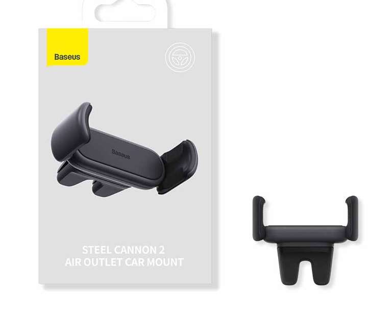 Автомобильный держатель для телефона Baseus Steel Cannon 2 Air Outlet Car Mount, черный/белый