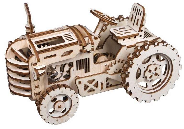 Механический деревянный конструктор Robotime Трактор