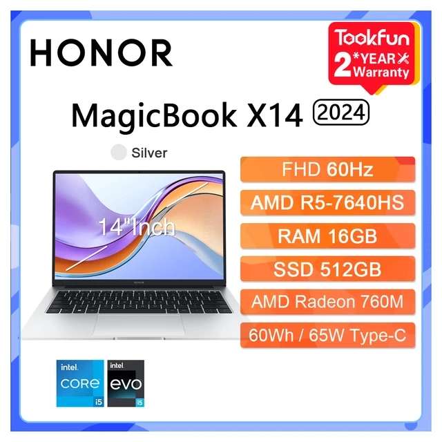 Ноутбук Honor magicbook x14 pro r5 7640hs 16/512