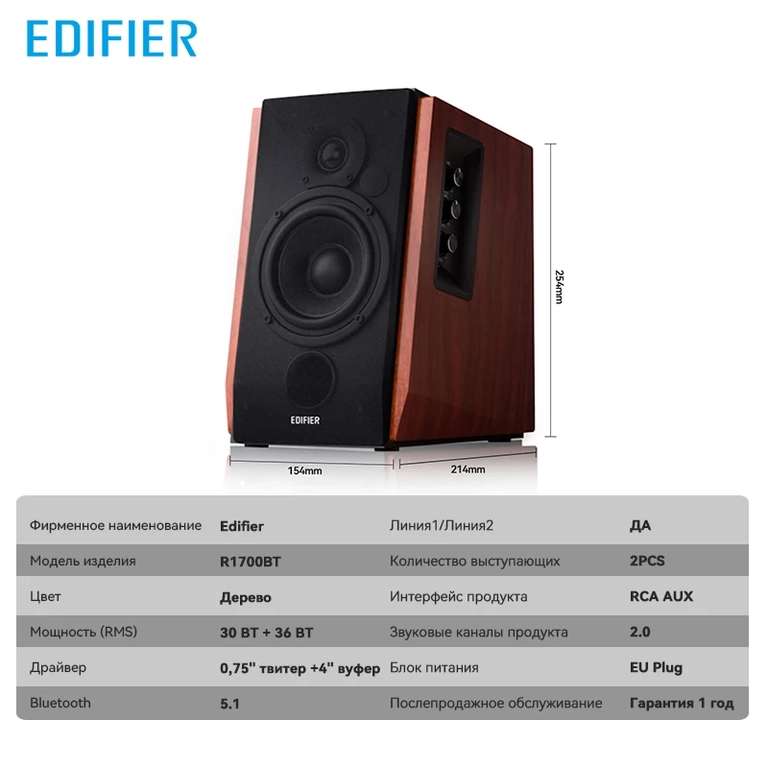 Колонки Edifier R1700BT 66 Вт Bluetooth