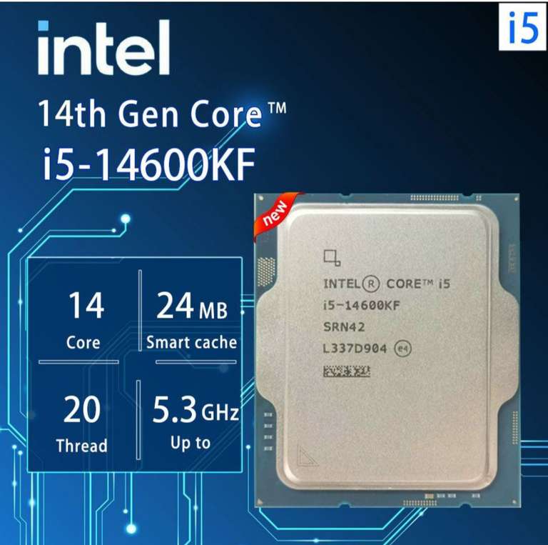 Процессор Intel 14600KF OEM, без кулера (цена по озон карте, из-за рубежа)