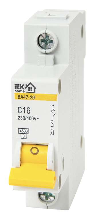 [Тула] Автоматический выключатель IEK Home ВА47-29 1P C16 А 4.5 кА