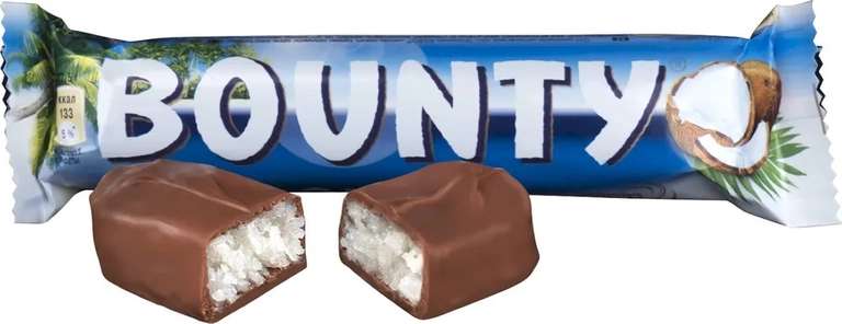 Шоколадный батончик Bounty, 55 г. при наличии Ozon Premium (1 шт на аккаунт)