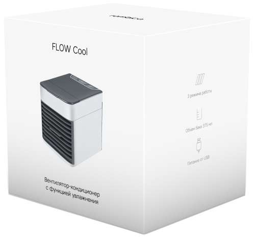 Вентилятор-кондиционер с функцией увлажнения Rombica Flow Cool R2D2-037, подсветка, 3 режима работы (бонусы применимы)