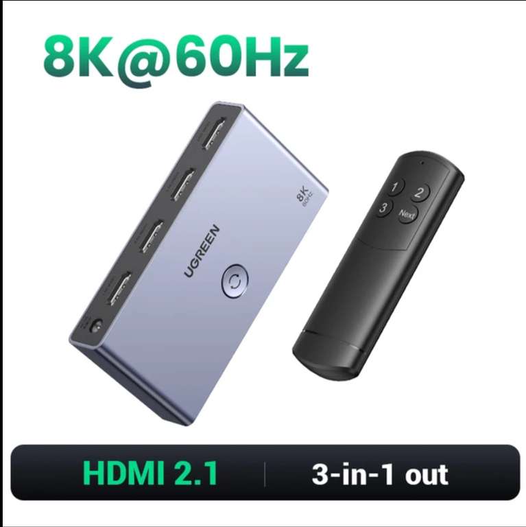 UGREEN HDMI 2,1 2,0 8K переключатель 3 в 1