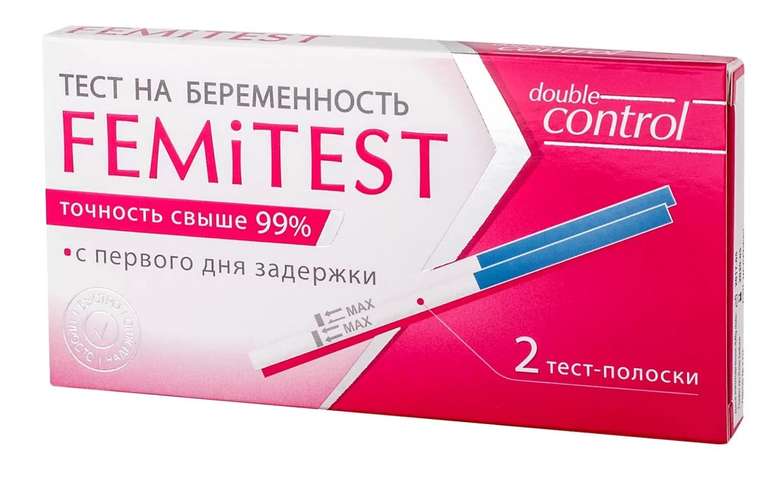 Тест EMiTEST Double control для определения беременности тест-полоска 2 шт. (возврат 97% баллами)