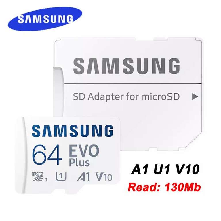 SAMSUNG EVO Plus Micro SD карта памяти, 64 ГБ