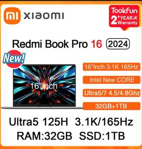 Ноутбук XIAOMI Redmi Book 16 Pro 2024 (32 Гб/ 1 Тб Intel Ultra 5-125H, 16 дюймов 3K 165 Hz)