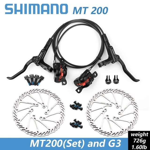 Гидравлические тормоза Shimano MT200 + 2 диска G3 для велосипеда