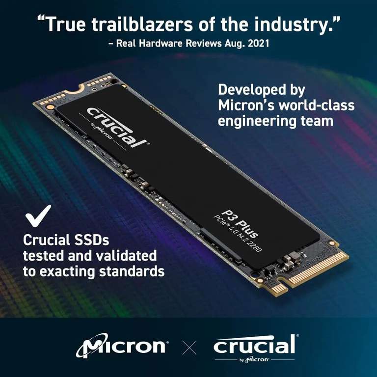 Твердотельный накопитель М2 Crucial P3 plus, 1TB, (PCIe 4.0, R5000/W4200)