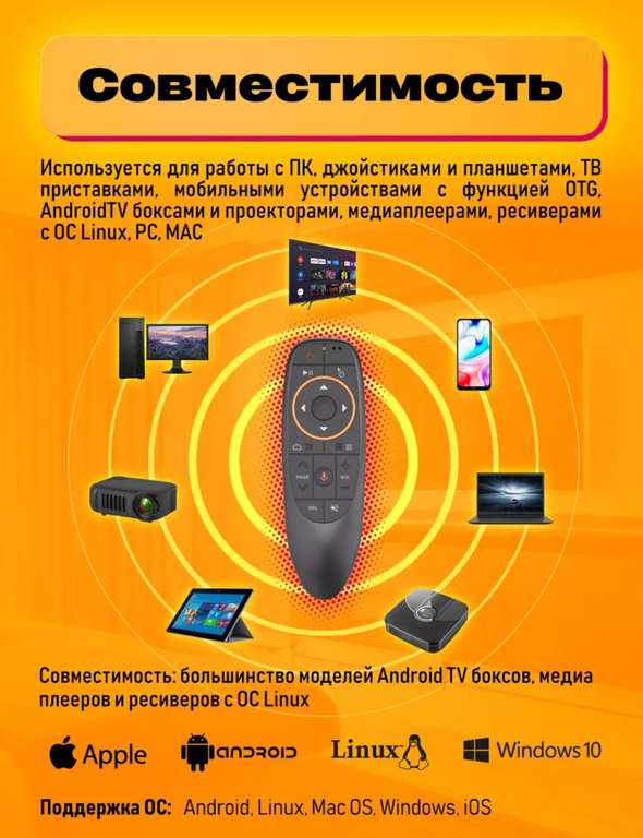 Пульт-аэромышь c голосовым управлением G10S Air Mouse