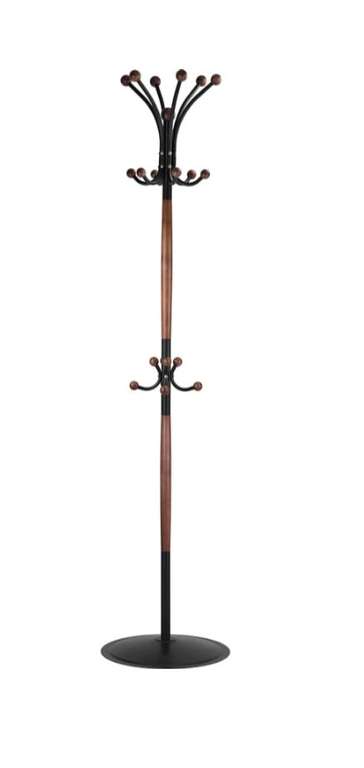 Напольная вешалка Мебелик Д 1 ЛАЙТ черный/средне-коричневый 7786 (ЛМДФ, сталь, массив дерева)