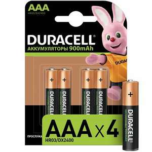 Аккумулятор Duracell HR03/AAA, 900мАч, 4 шт